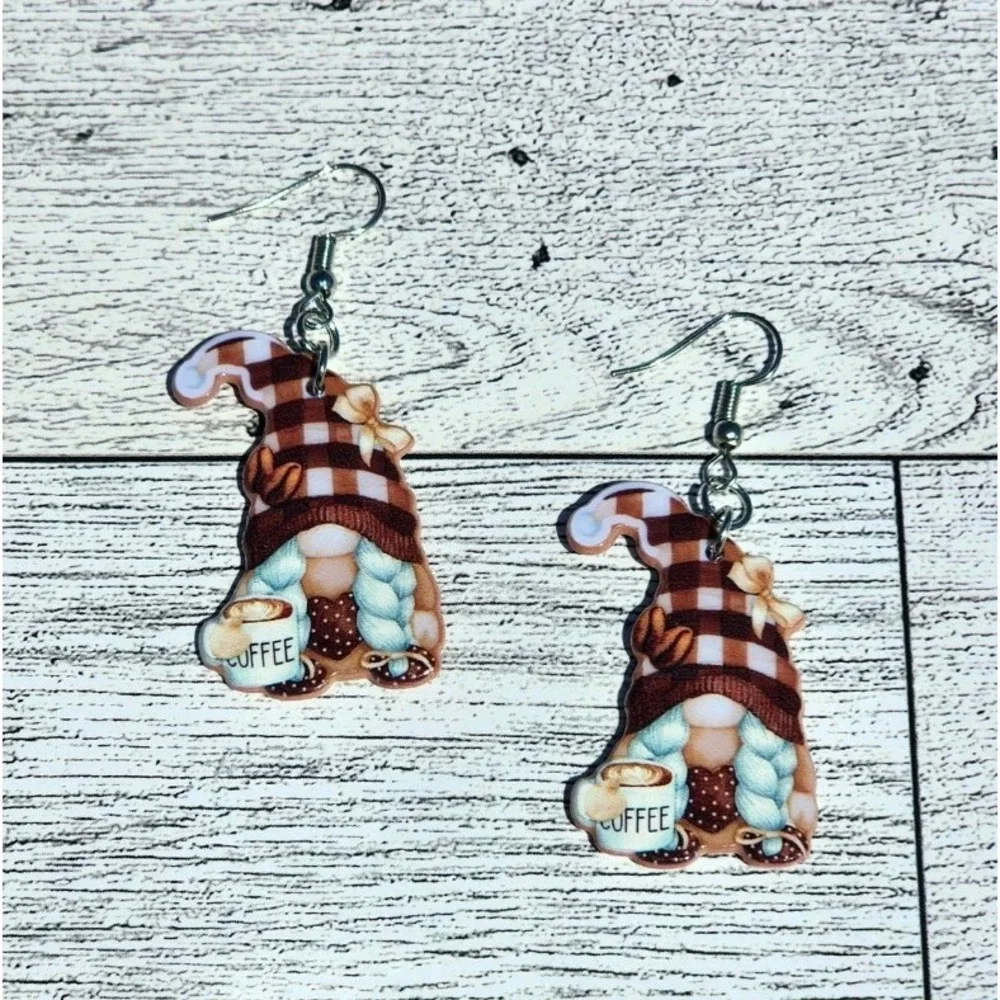 Coffee Gnome Earrings‎ - Coffee Earrings - Barista Earrings - Acrylic